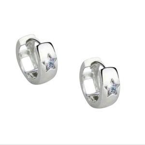 Celestial Silver Star Hoop Earrings
